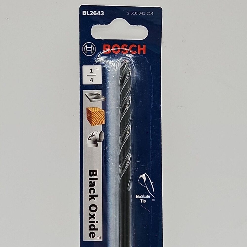 BOSCH BL2643 1/4 In. x 6 In. Extra Length Aircraft Black Oxide Drill Bit